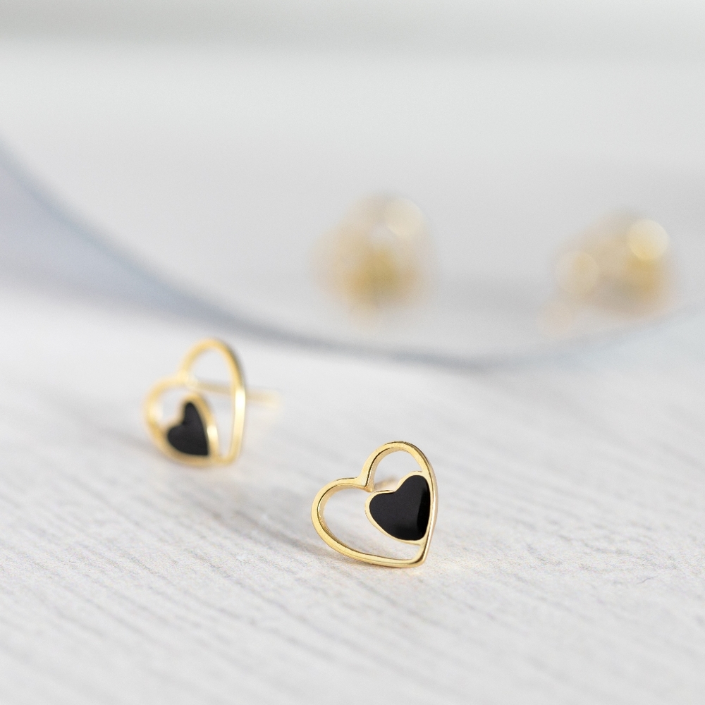 Petite Heart Studs - Only 4 left! - Picture 2 of 6